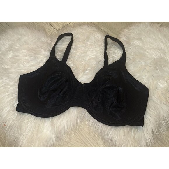 Curvation 5304546 Side Smoother Bra Shiny Unlined Underwire Womens 40DDD Black - Picture 1 of 6